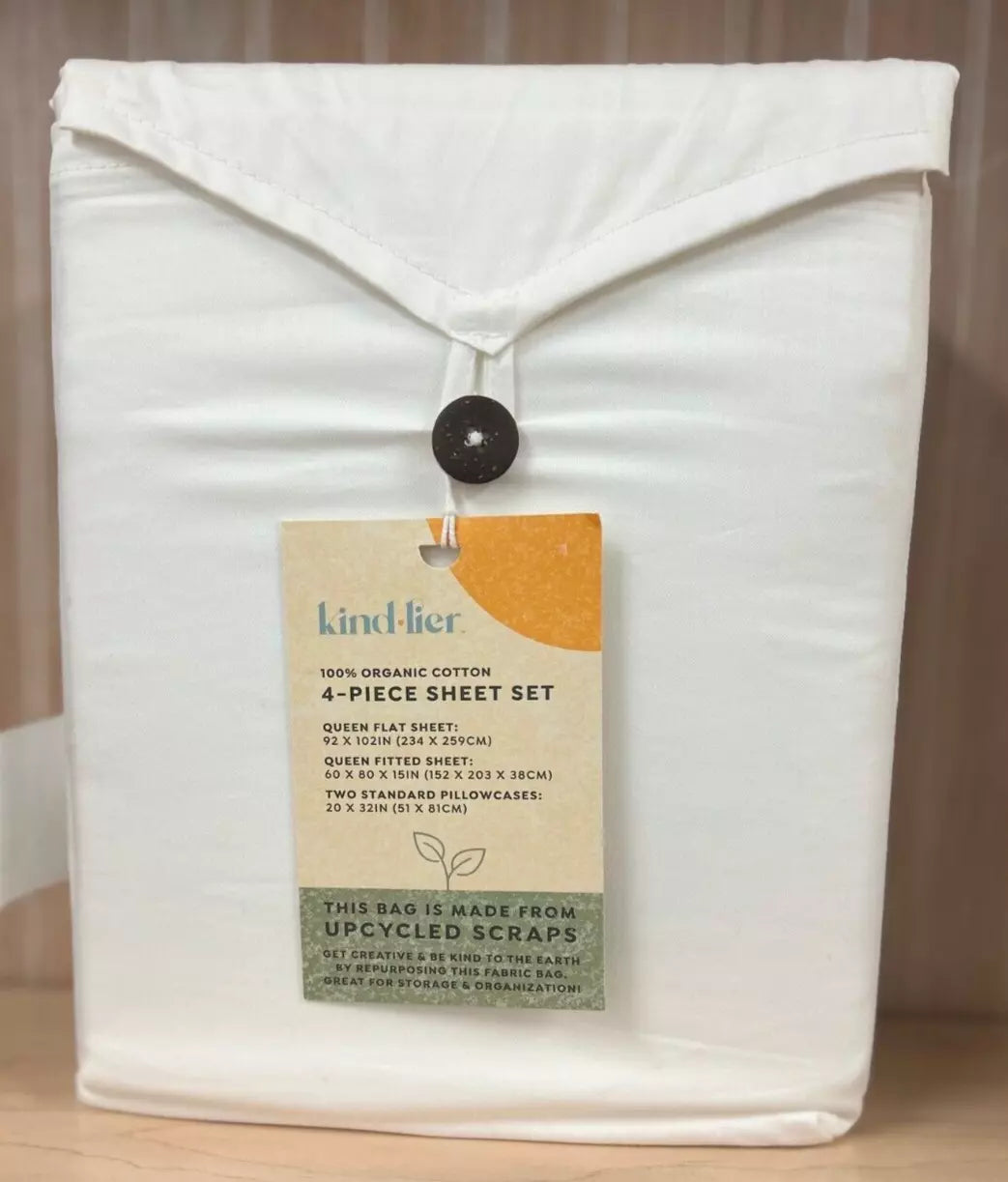 100% Organic Cotton White Queen Sheet Set - Kindler